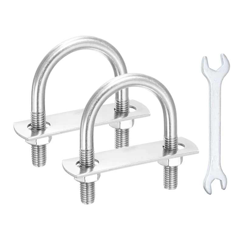 2Pcs M8 U-Bolts, Stainless Steel 1.61In(41mm) Inner Width 2.56In(65mm) Long