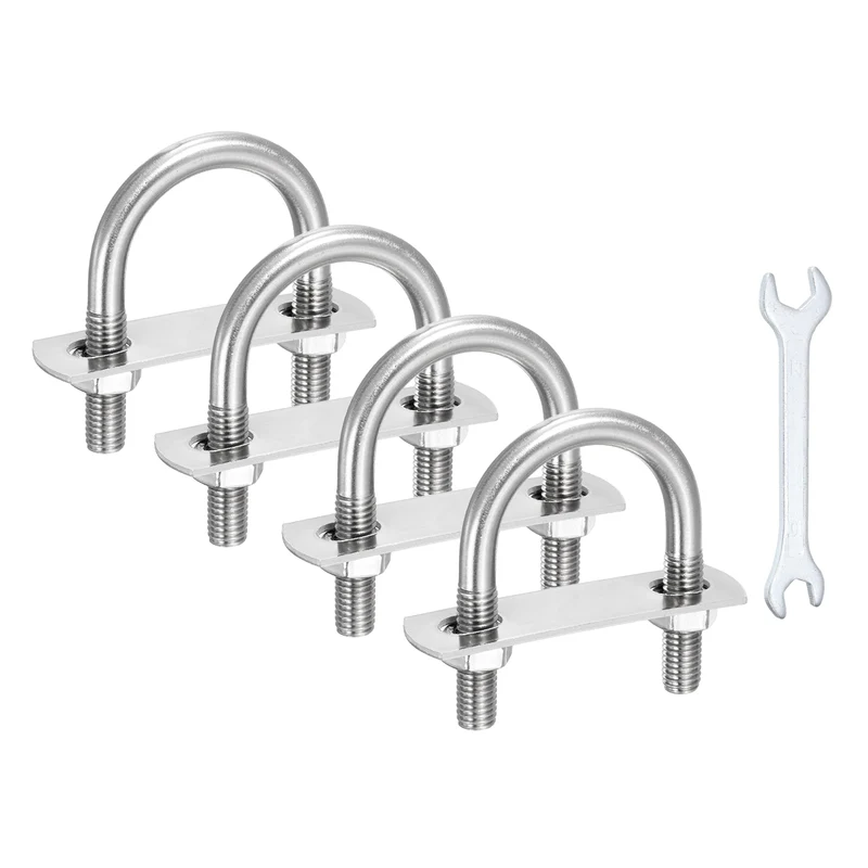 4Pcs M8 U-Bolts, Stainless Steel 1.41In(36mm) Inner Width 2.36In(60mm) Long