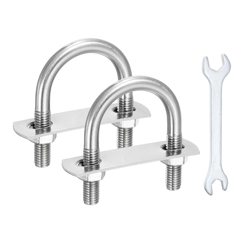 2Pcs M8 U-Bolts, Stainless Steel 1.41In(36mm) Inner Width 2.44In(62mm) Long