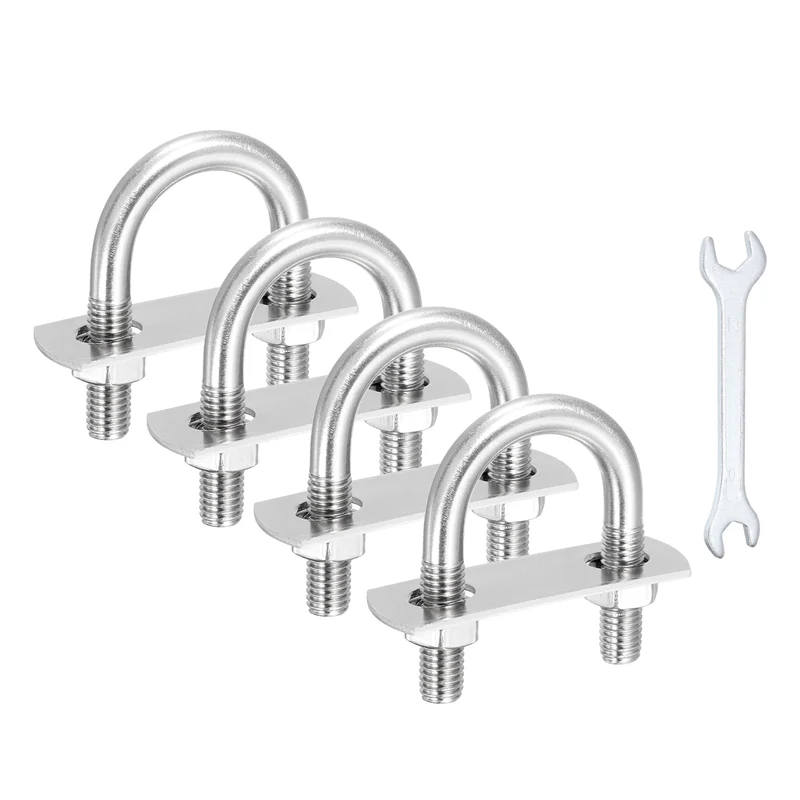4Pcs M8 U-Bolts, Stainless Steel 1.18In(30mm) Inner Width 2.16In(55mm) Long