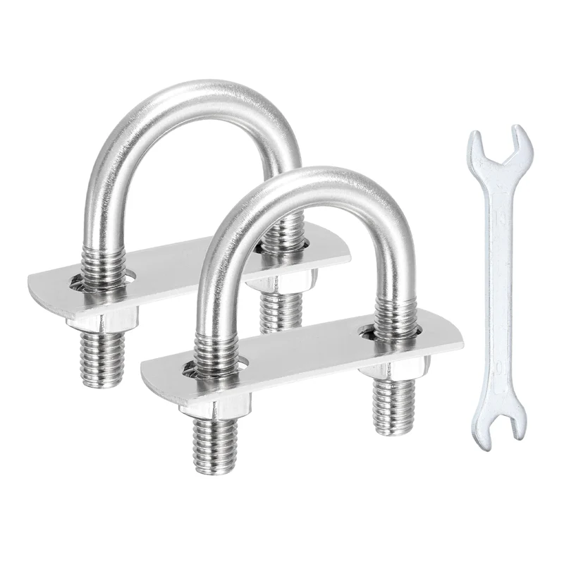 2Pcs M8 U-Bolts, Stainless Steel 1.14In(29mm) Inner Width 2.04In(52mm) Long