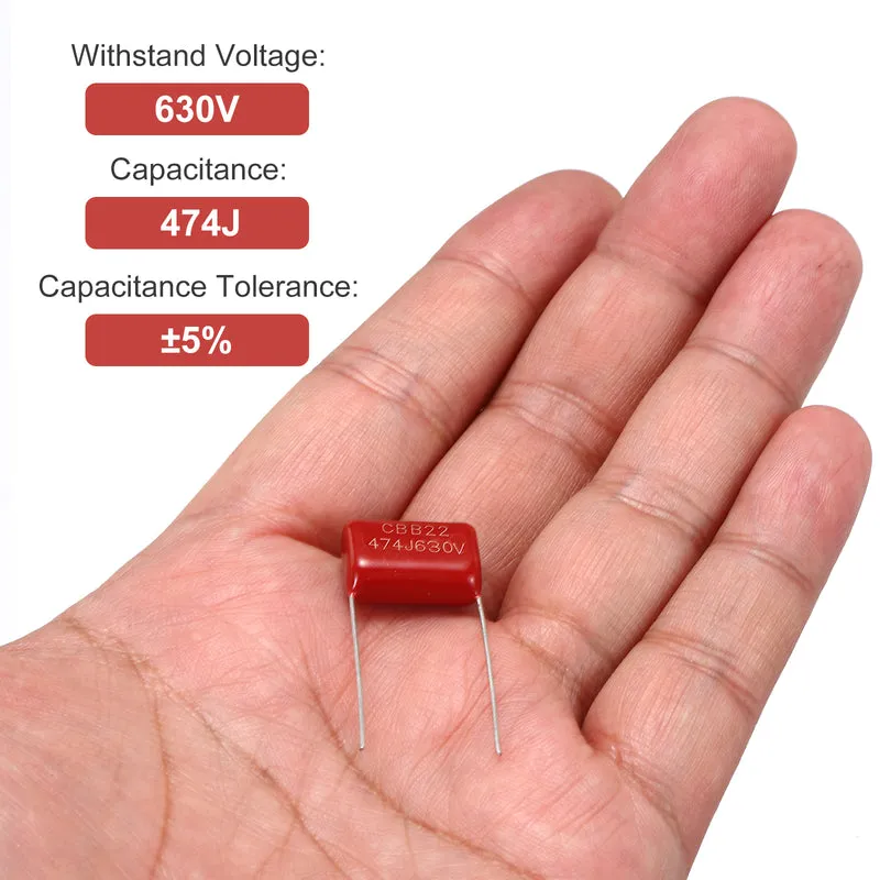 20Pcs CBB22 630V 474J 5% Tolerance Metallized Polypropylene Film Capacitors