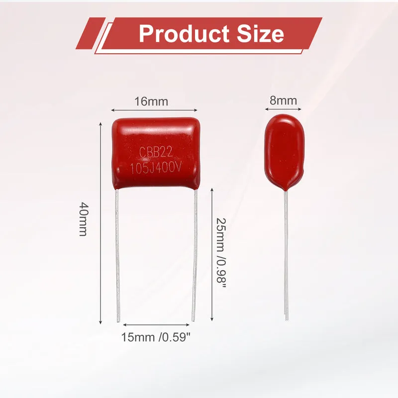 20Pcs CBB22 400V 105J 5% Tolerance Metallized Polypropylene Film Capacitors