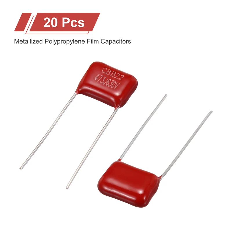 20 Pcs CBB22 630V 473J 5% Tolerance Metallized Polypropylene Film Capacitors