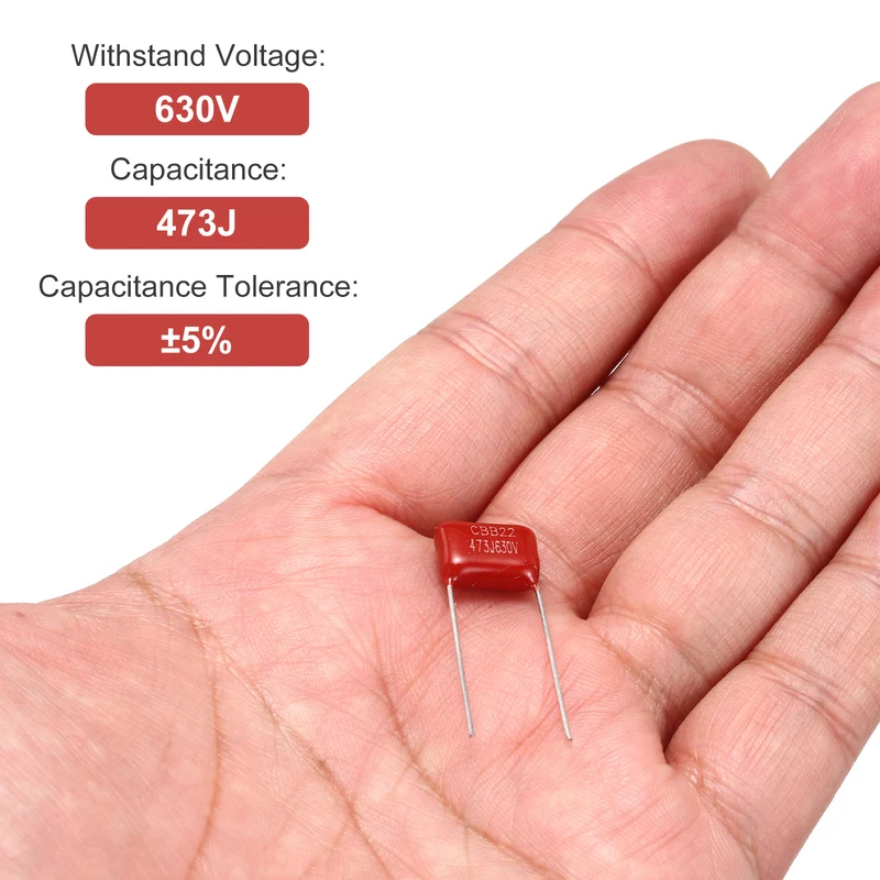 20 Pcs CBB22 630V 473J 5% Tolerance Metallized Polypropylene Film Capacitors