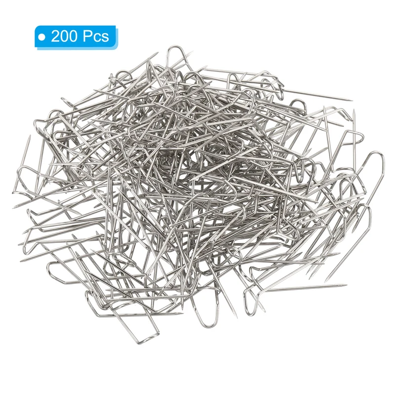 Fork Pins, 200 Pcs Stainless Steel Sewing U-Pins 0.8" Double Blocking Pin for Sewing Jewelry Fabric Craft DIY, Silver