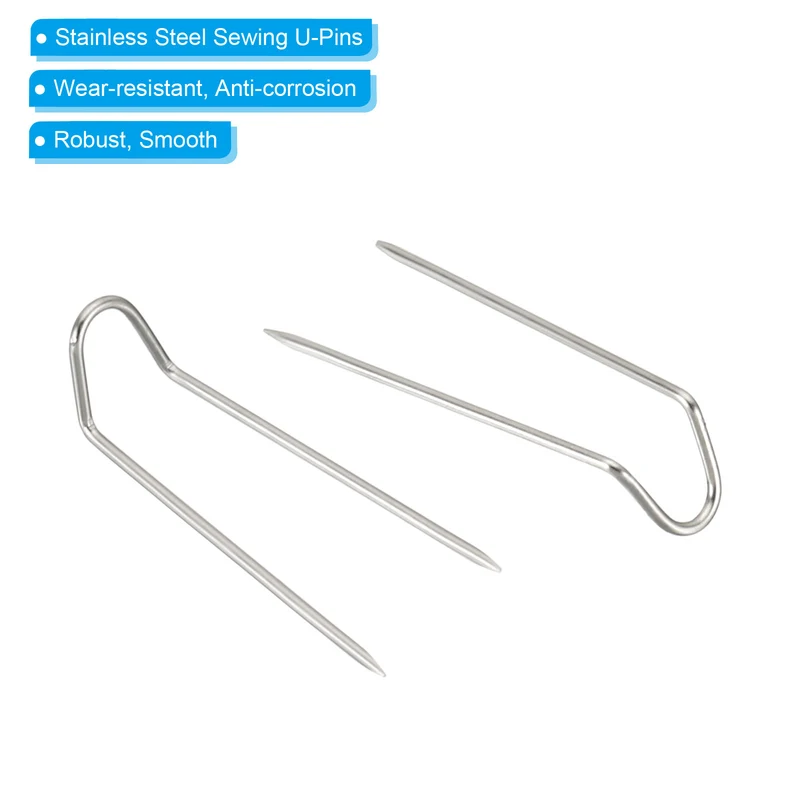 Fork Pins, 200 Pcs Stainless Steel Sewing U-Pins 0.8" Double Blocking Pin for Sewing Jewelry Fabric Craft DIY, Silver