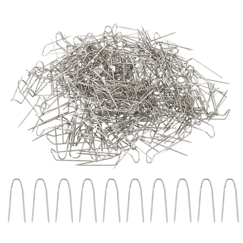 Fork Pins, 300 Pcs Stainless Steel Sewing U-Pins 0.8" Double Blocking Pin for Sewing Jewelry Fabric Craft DIY, Silver