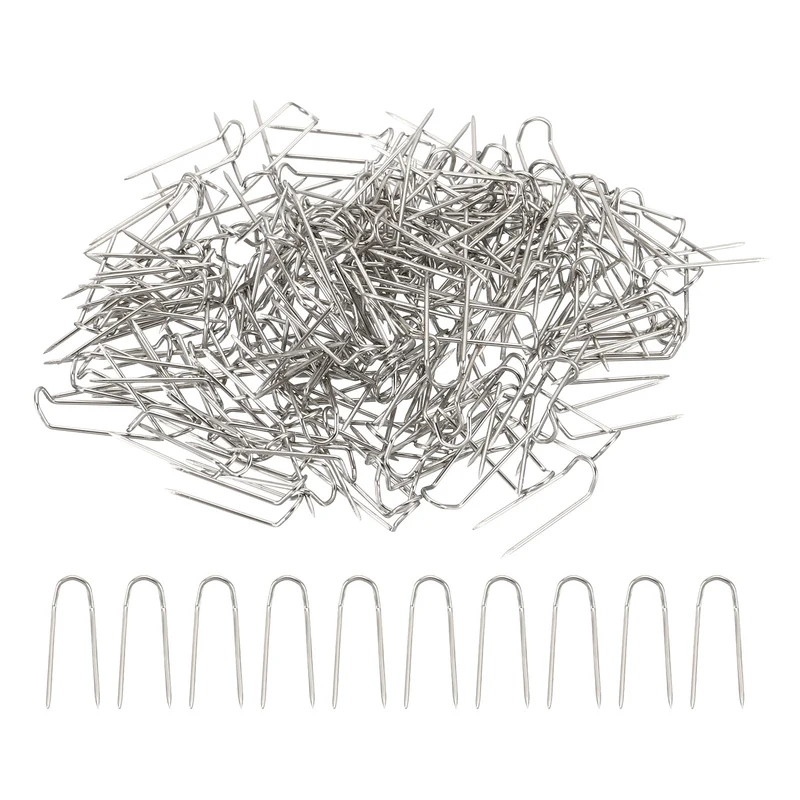 Fork Pins, 200 Pcs Stainless Steel Sewing U-Pins 0.7" Double Blocking Pin for Sewing Jewelry Fabric Craft DIY, Silver