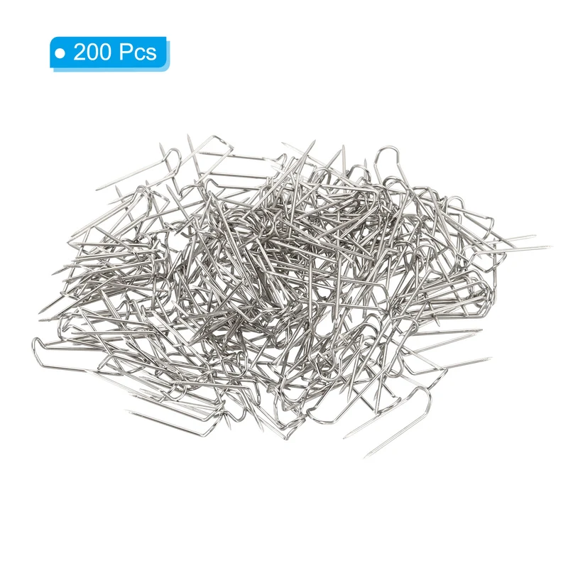 Fork Pins, 200 Pcs Stainless Steel Sewing U-Pins 0.7" Double Blocking Pin for Sewing Jewelry Fabric Craft DIY, Silver