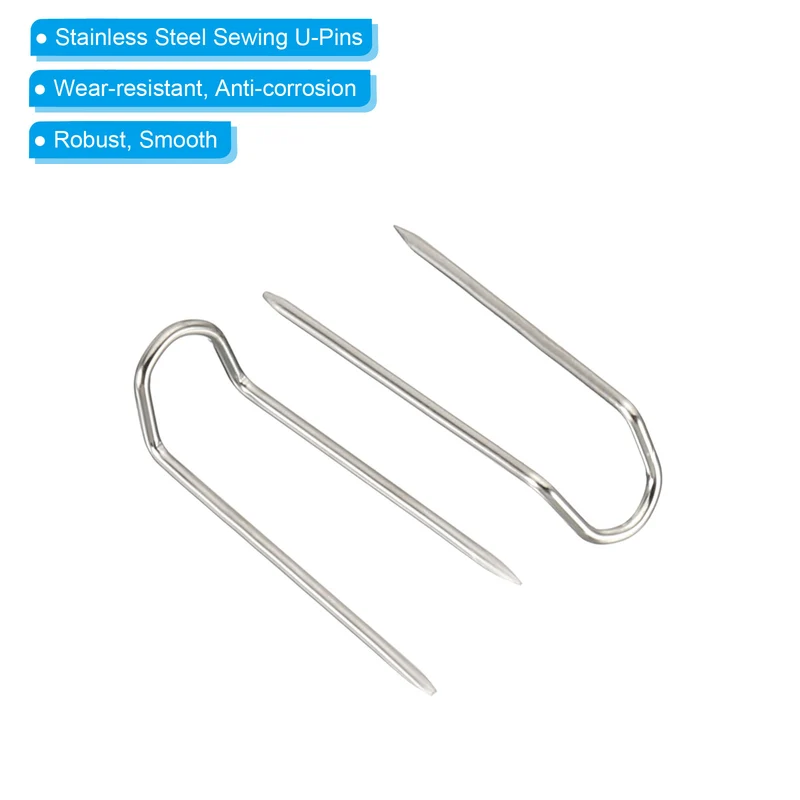 Fork Pins, 200 Pcs Stainless Steel Sewing U-Pins 0.7" Double Blocking Pin for Sewing Jewelry Fabric Craft DIY, Silver