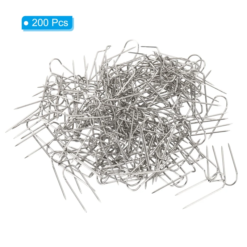 Fork Pins, 200 Pcs Stainless Steel Sewing U-Pins 0.9" Double Blocking Pin for Sewing Jewelry Fabric Craft DIY, Silver