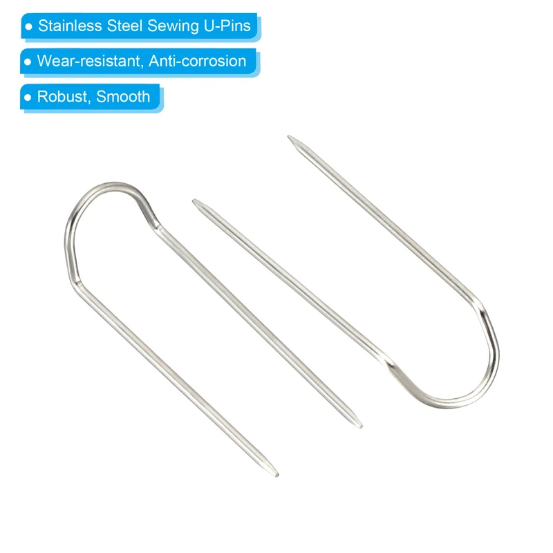 Fork Pins, 200 Pcs Stainless Steel Sewing U-Pins 0.9" Double Blocking Pin for Sewing Jewelry Fabric Craft DIY, Silver