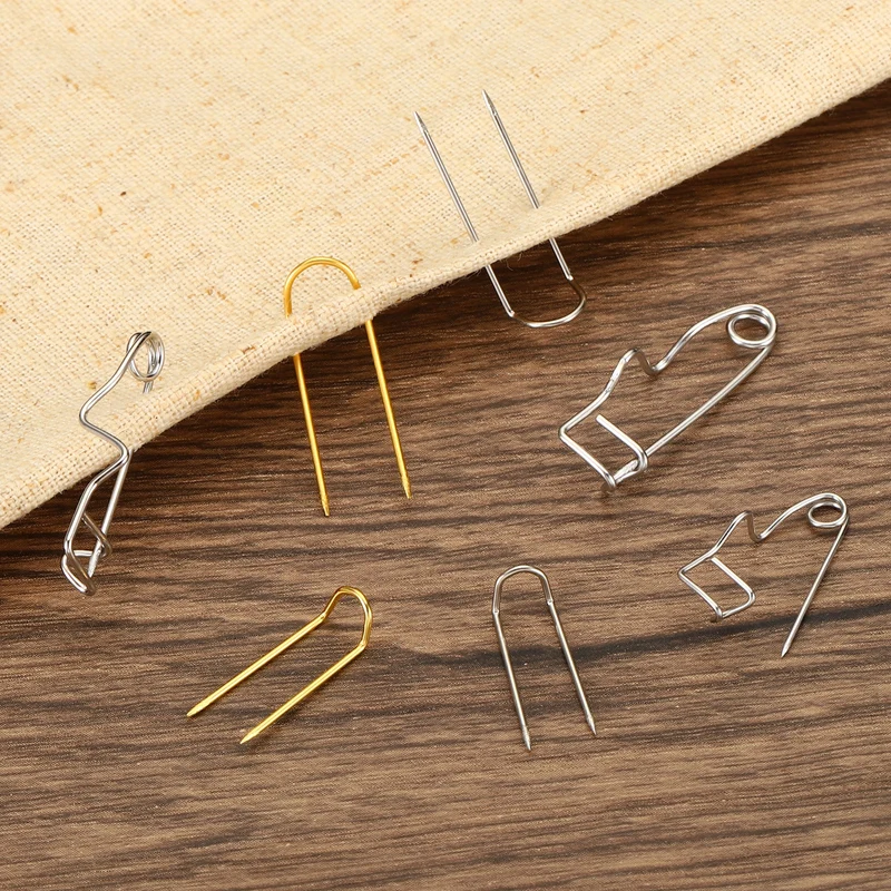 Fork Pins, 200 Pcs Stainless Steel Sewing U-Pins 0.9" Double Blocking Pin for Sewing Jewelry Fabric Craft DIY, Silver