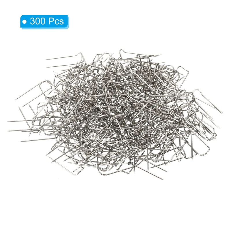 Fork Pins, 300 Pcs Stainless Steel Sewing U-Pins 0.9" Double Blocking Pin for Sewing Jewelry Fabric Craft DIY, Silver