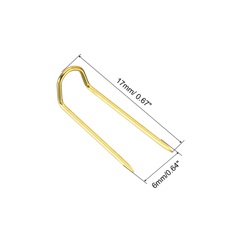 200Pcs Fork Pins, Stainless Steel Sewing U-Pins 0.7" Double Blocking Pin, Golden