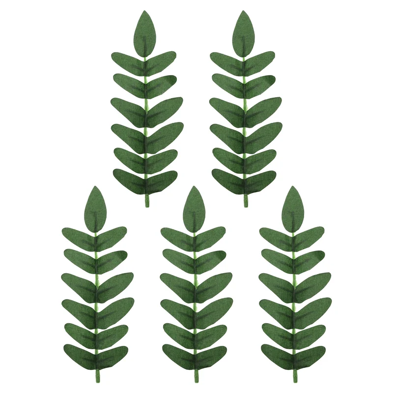 7"x3" Artificial Green Leaves, 5 Pcs Fake Shrubs Leaves Faux Silk Greenery Leaves Simulation Flower Leaf for Home Office Decor, Dark Green