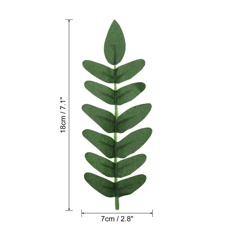 7"x3" Artificial Green Leaves, 5 Pcs Fake Shrubs Leaves Faux Silk Greenery Leaves Simulation Flower Leaf for Home Office Decor, Dark Green