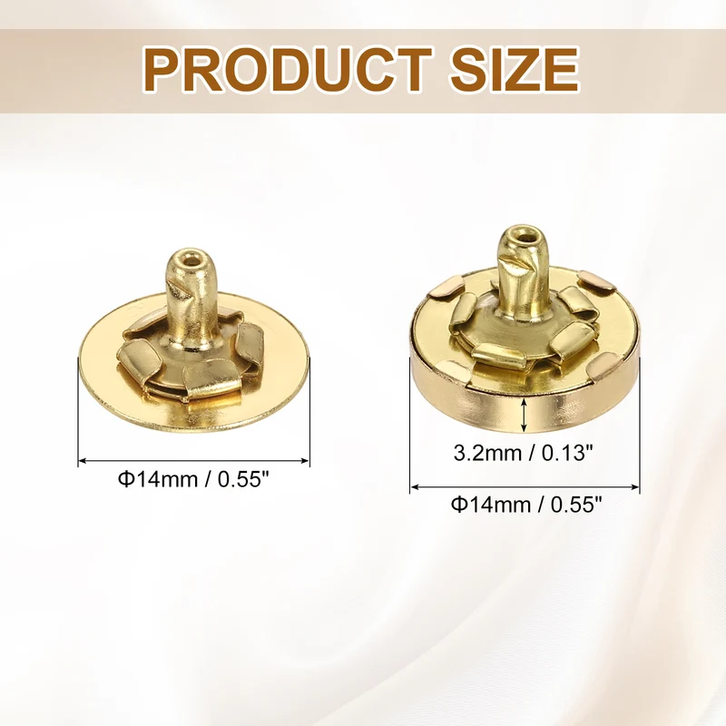 6Pcs 14mm Magnetic Snap Buttons Set Copper Fastener Clasps Rose Gold
