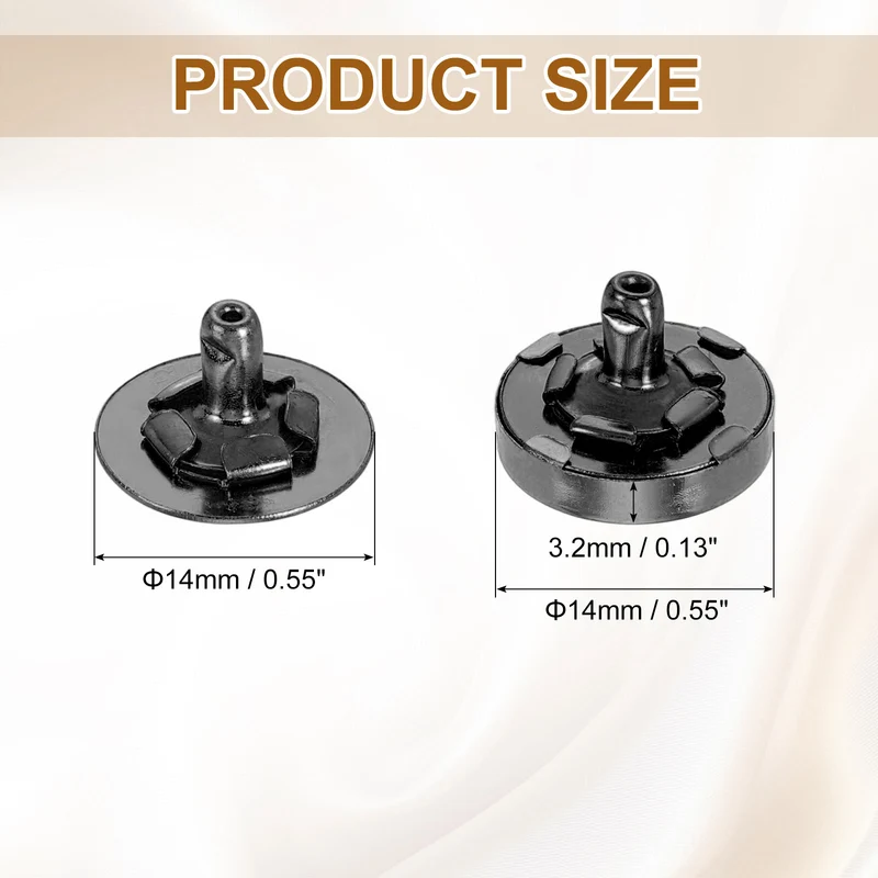6Pcs 14mm Magnetic Snap Buttons Set Copper Fastener Clasps, Black