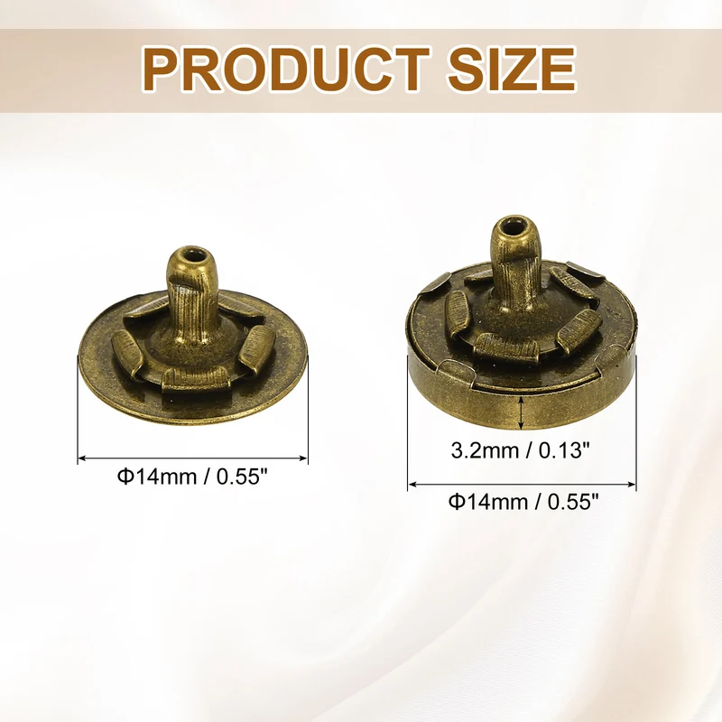 6Pcs 14mm Magnetic Snap Buttons Set Copper Fastener Clasps Coppery