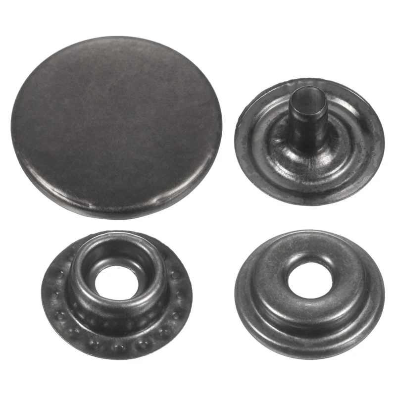 60Set Press-Stud Cap Button 17mm Metal Snap Fastener for Crafts, Gun