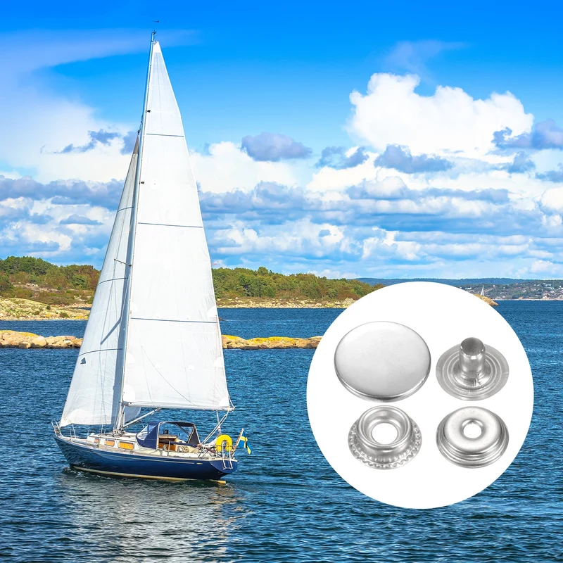 60 Set Press-Stud Cap Button 20mm Metal Snap Fastener for Clothes DIY Silver