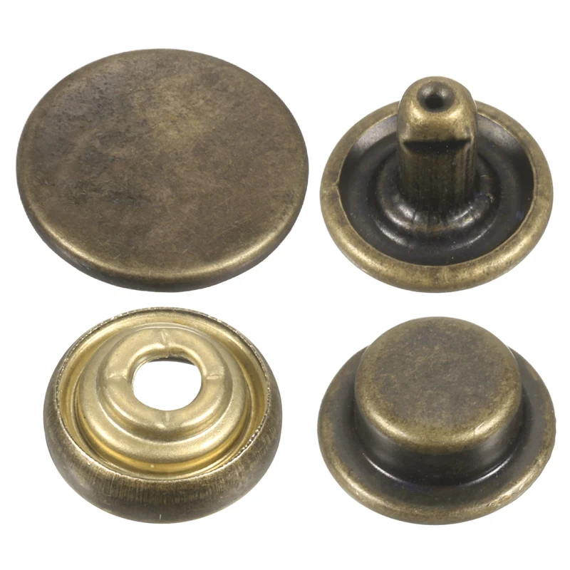 60Set Press-Stud Cap Button 17mm Metal Snap Fastener for Canvas, Bronze