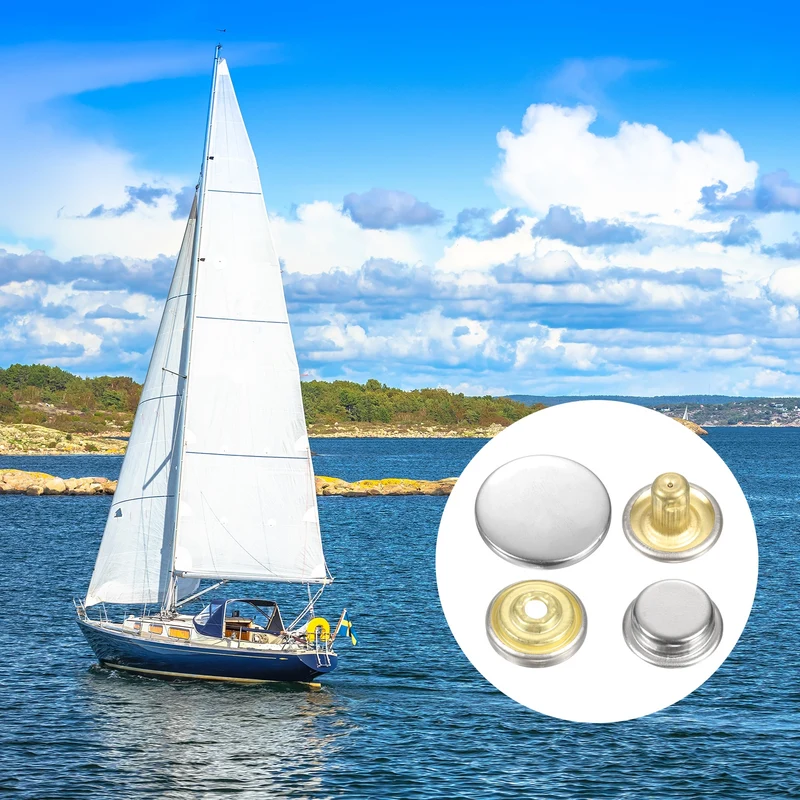 60Set Press-Stud Cap Button 17mm Metal Snap Fastener for Canvas, Silver