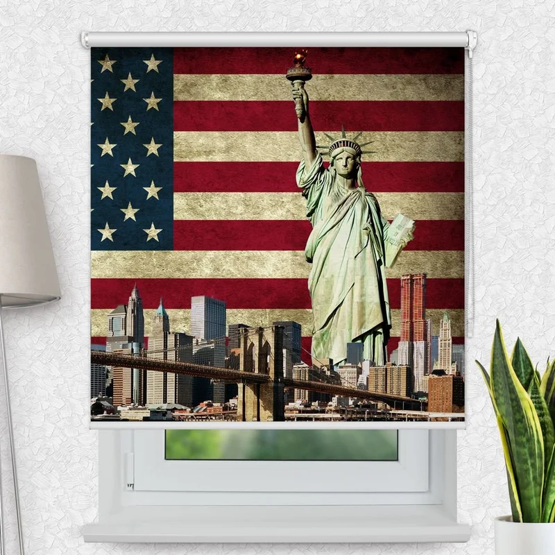 Motivrollo 'Usa Freiheitsstatue Skyline' | Bis B 430 x H 440 cm