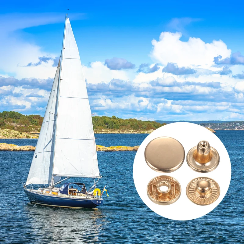 60Set Press-Stud Cap Button 15mm Metal Snap Fastener for Canvas, Gold