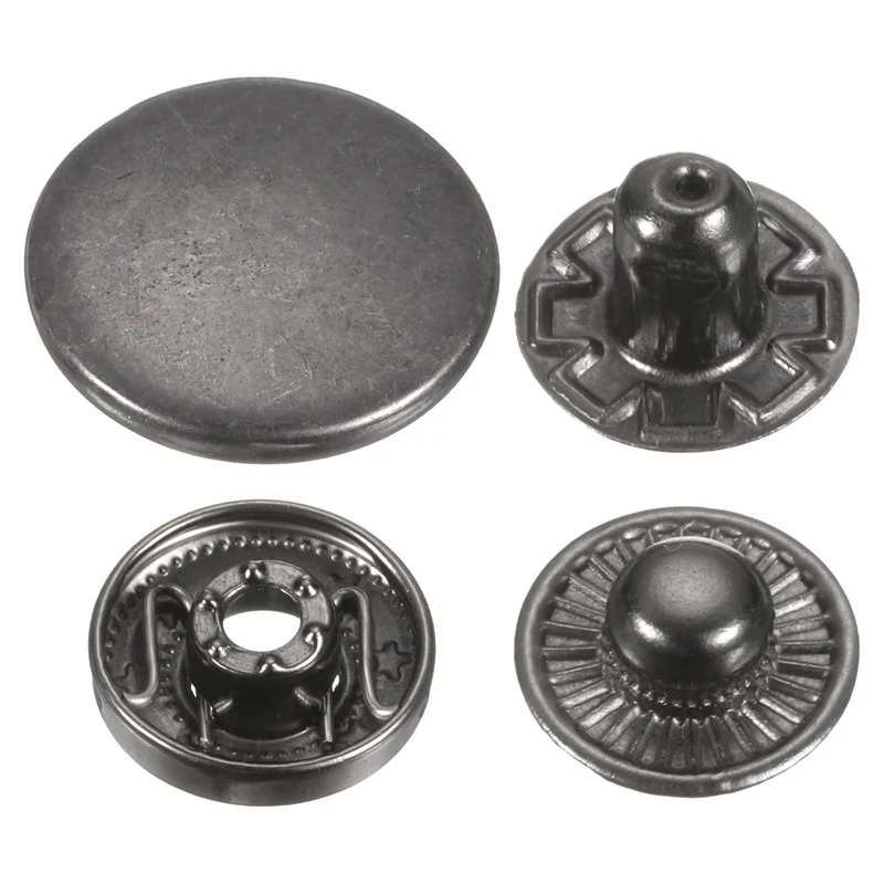 60Set Press-Stud Cap Button 17mm Metal Snap Fastener for Leathers, Gun
