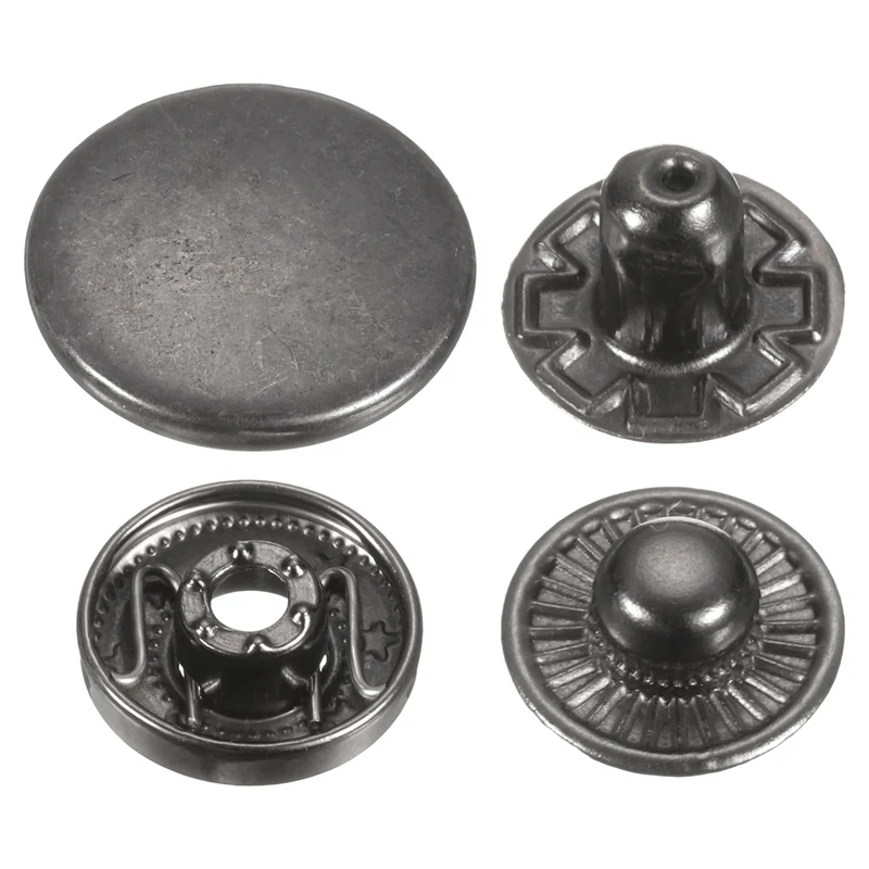 60Set Press-Stud Cap Button 15mm Metal Snap Fastener for Leathers, Gun