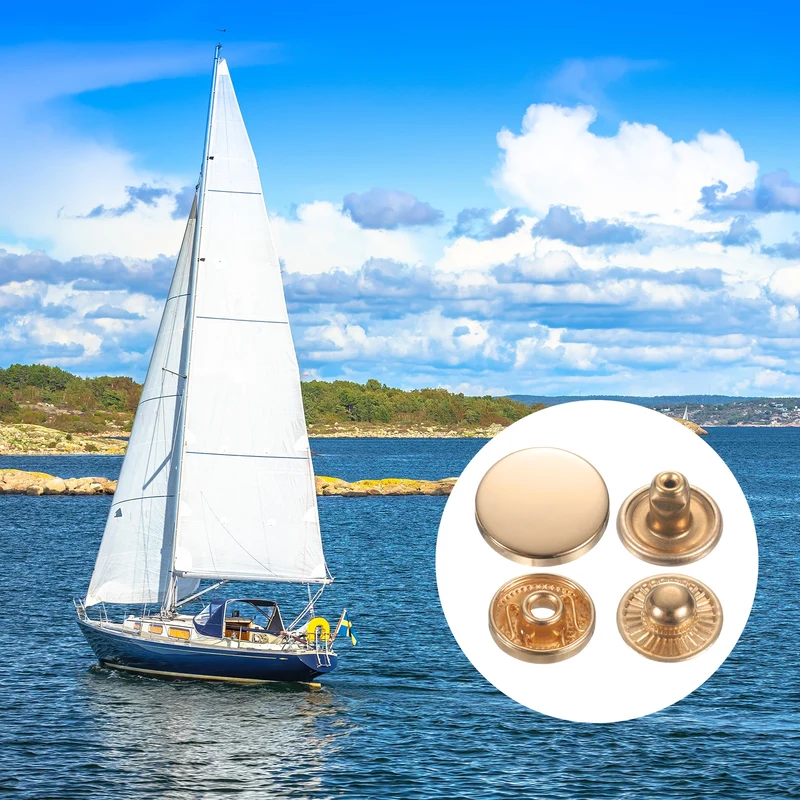 60Set Press-Stud Cap Button 17mm Metal Snap Fastener for Leathers, Gold