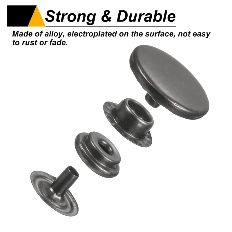 30Set Press-Stud Cap Button 17mm Metal Snap Fastener for Crafts, Gun