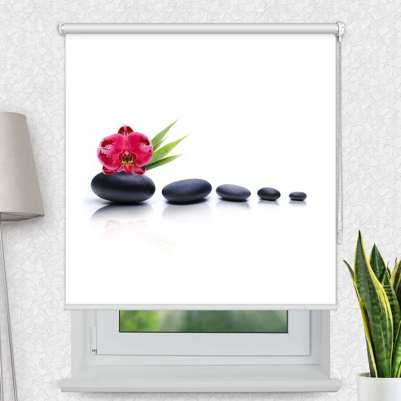 Motivrollo 'Orchidee Zen Stones' | Bis B 430 x H 440 cm