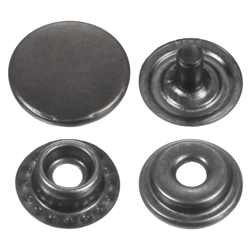 30Set Press-Stud Cap Button 12.5mm Metal Snap Fastener for Clothes DIY, Gun