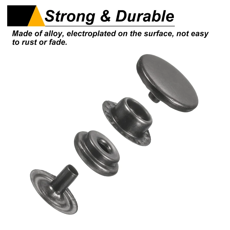 30Set Press-Stud Cap Button 12.5mm Metal Snap Fastener for Clothes DIY, Gun