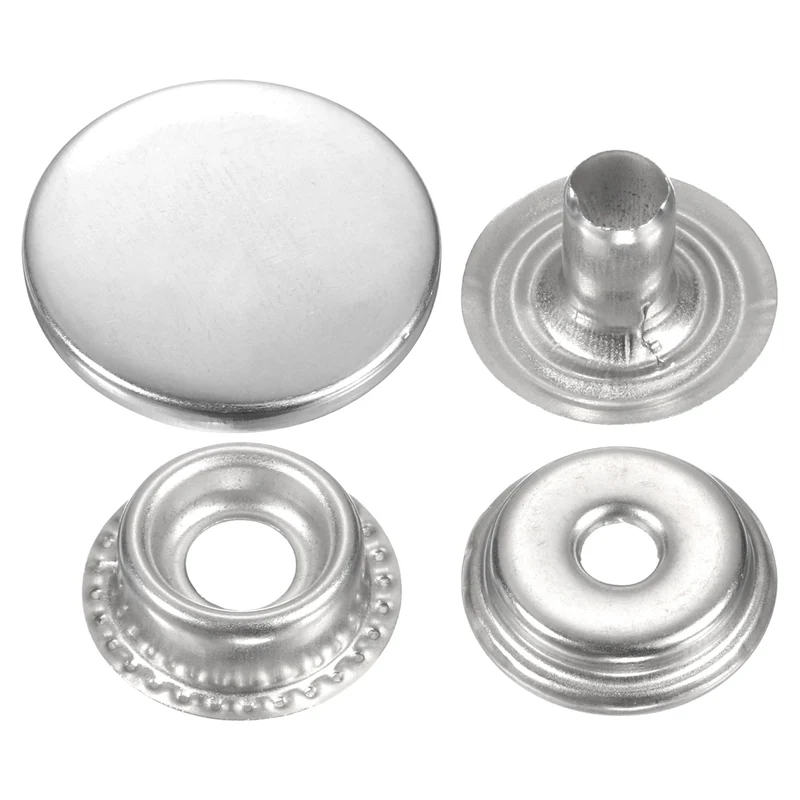 30Set Press-Stud Cap Button 20mm Metal Snap Fastener for Clothes DIY, Silver