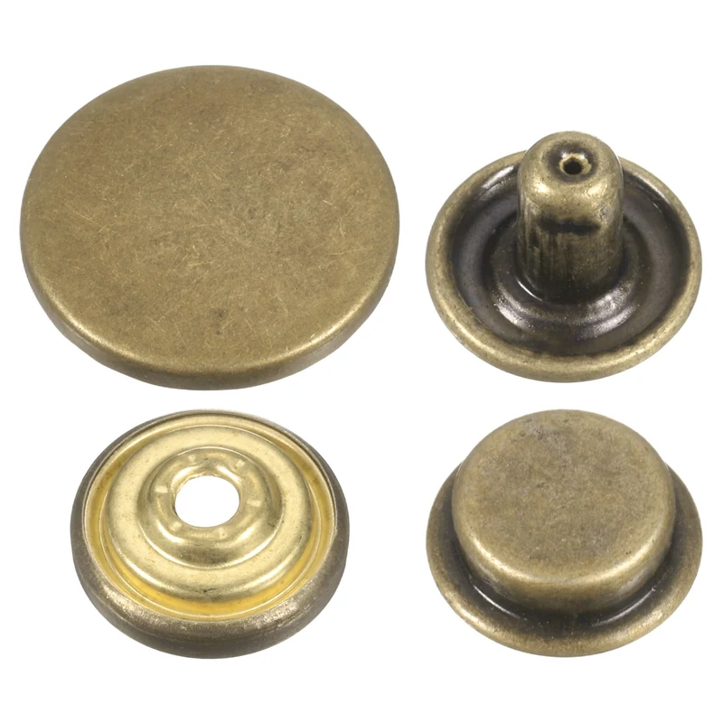30Set Press-Stud Cap Button 17mm Metal Snap Fastener for Clothes DIY, Bronze
