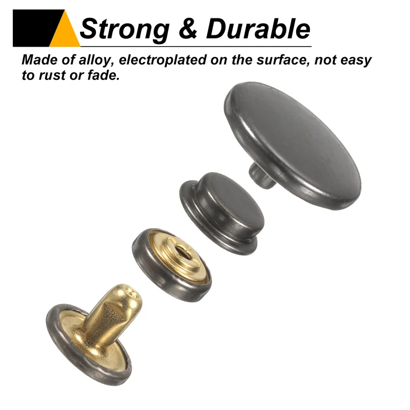 30Set Press-Stud Cap Button 20mm Metal Snap Fastener for Canvas, Gun