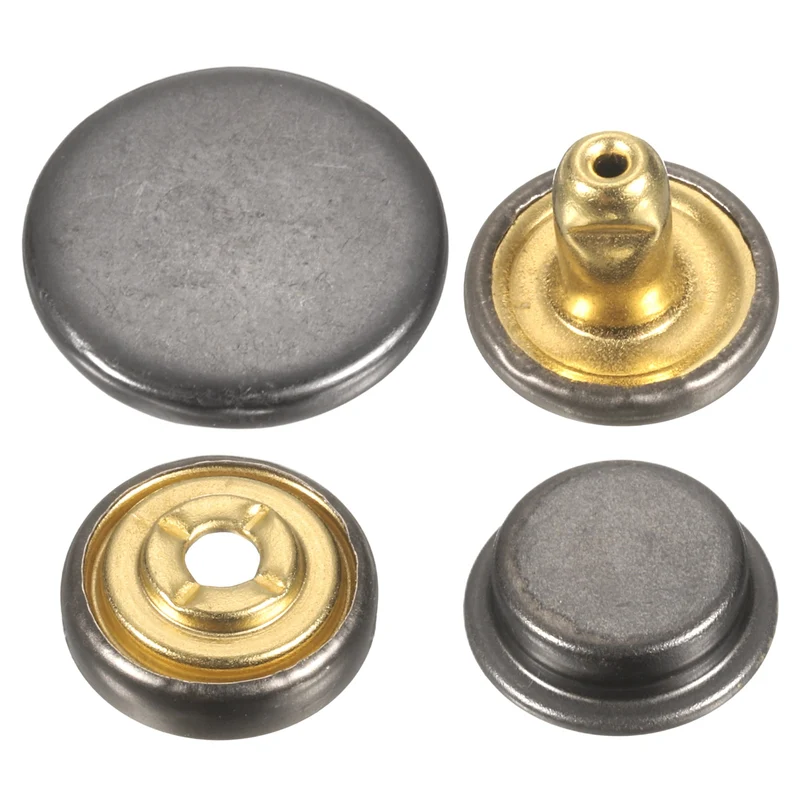 30Set Press-Stud Cap Button 17mm Metal Snap Fastener for Clothes DIY, Gun