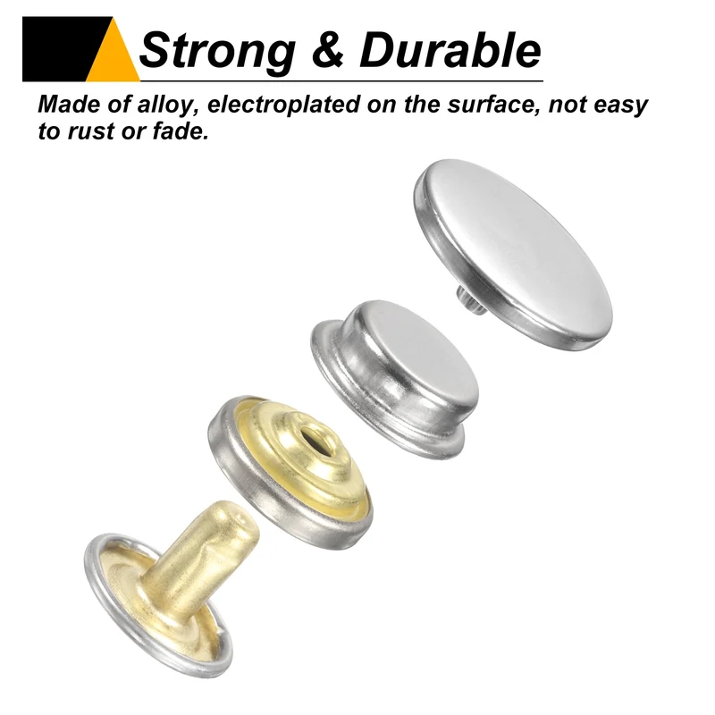 30Set Press-Stud Cap Button 15mm Metal Snap Fastener for Umbrellas, Silver