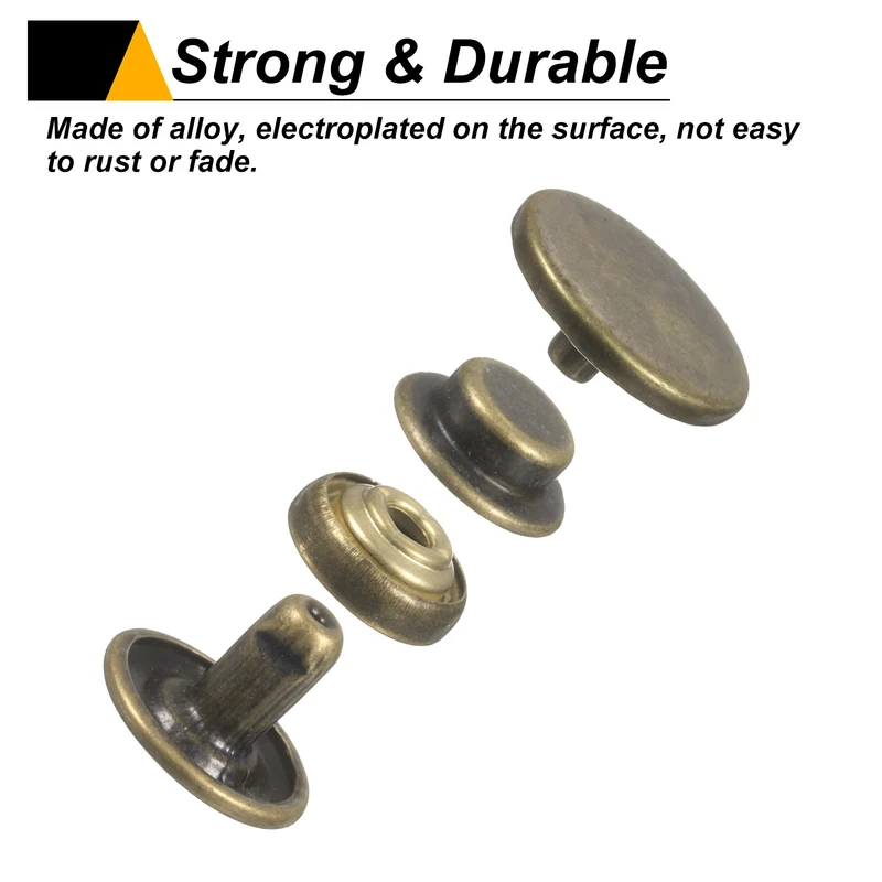 30Set Press-Stud Cap Button 17mm Metal Snap Fastener for Canvas, Bronze