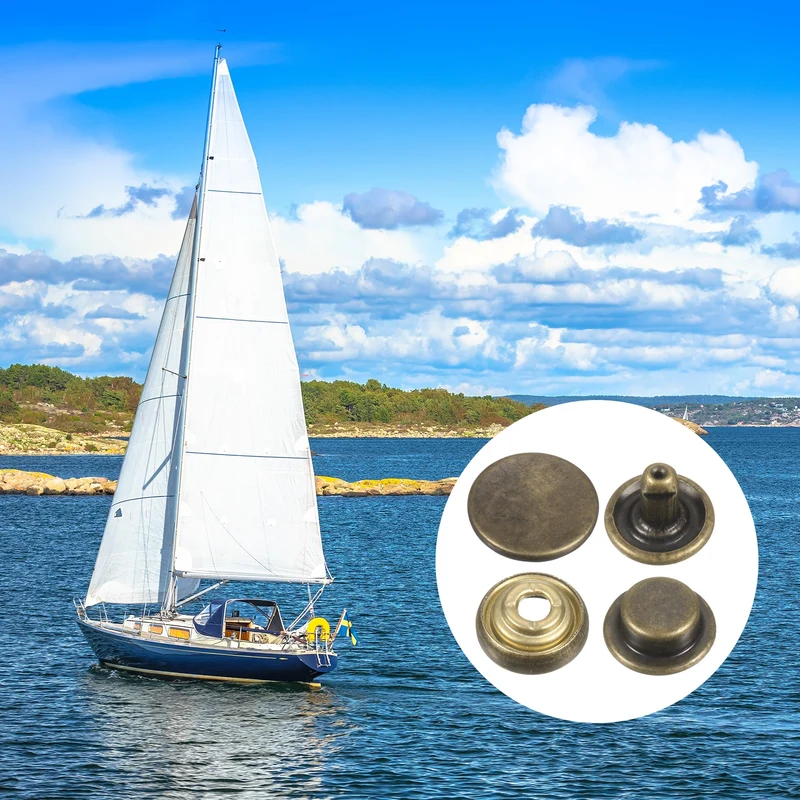 30Set Press-Stud Cap Button 15mm Metal Snap Fastener for Clothes DIY, Bronze