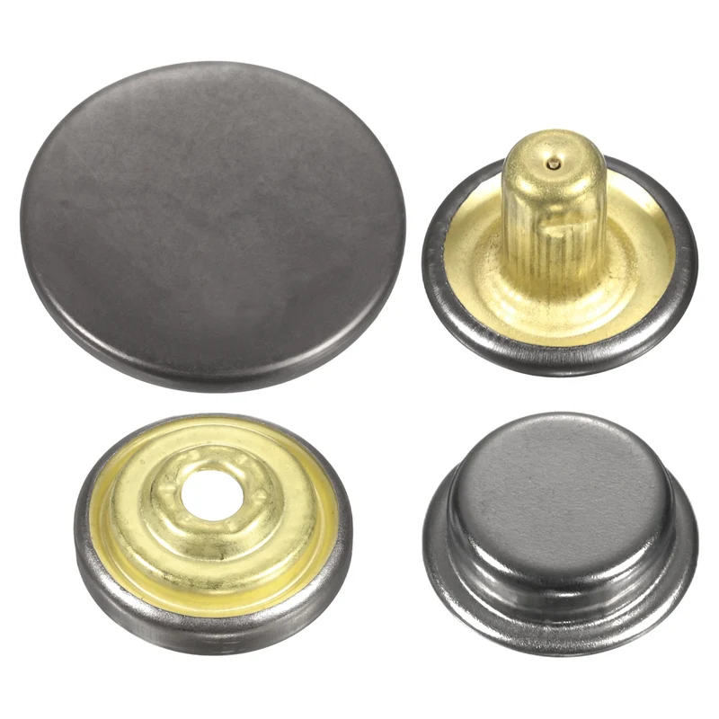 30Set Press-Stud Cap Button 17mm Metal Snap Fastener for Canvas, Gun