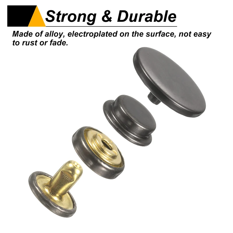 30Set Press-Stud Cap Button 17mm Metal Snap Fastener for Canvas, Gun
