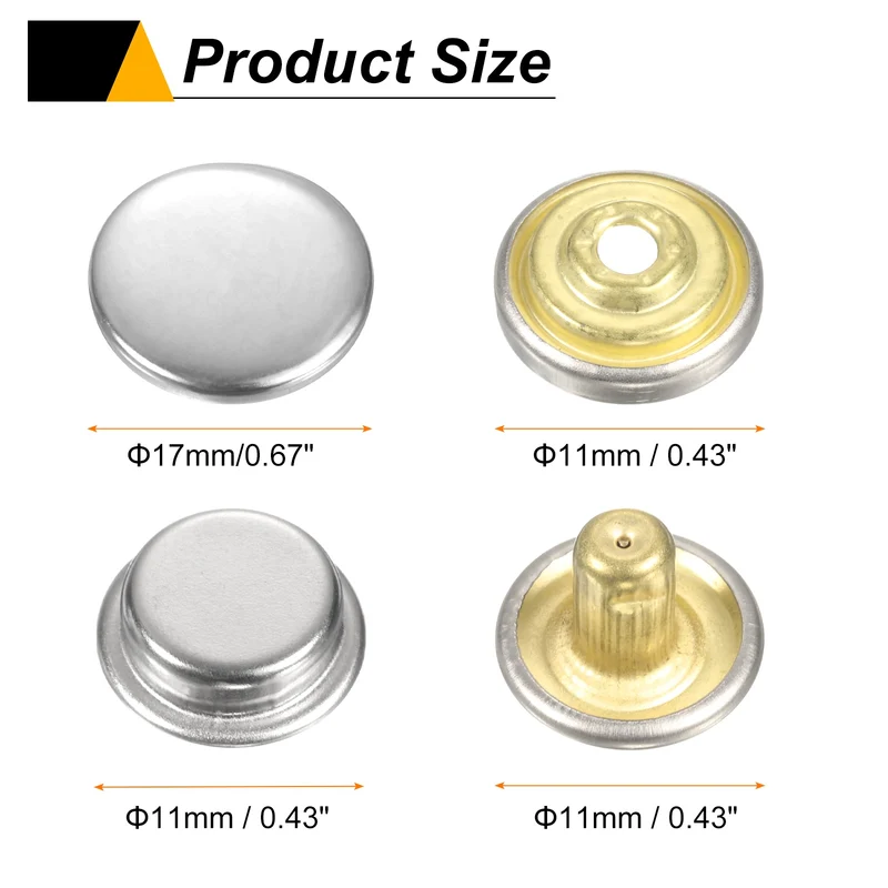 30Set Press-Stud Cap Button 17mm Metal Snap Fastener for Canvas, Silver