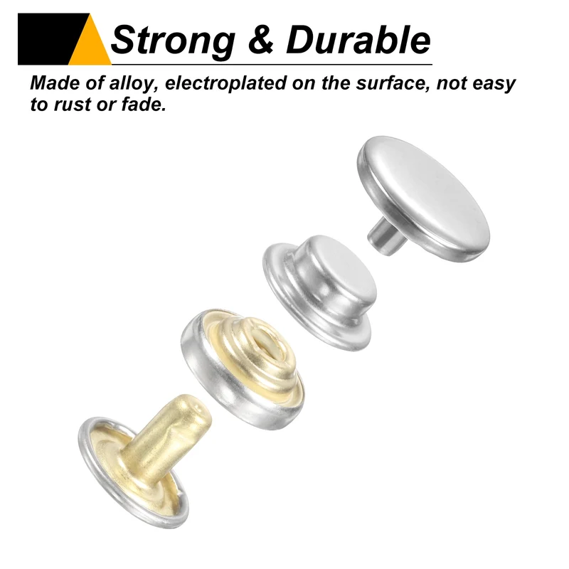 30Set Press-Stud Cap Button 12.5mm Metal Snap Fastener for Canvas, Silver