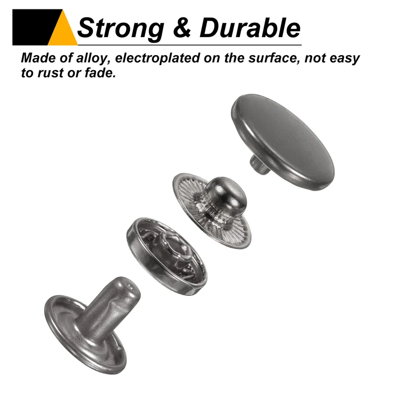 30Set Press-Stud Cap Button 12.5mm Metal Snap Fastener for Leathers, Gun